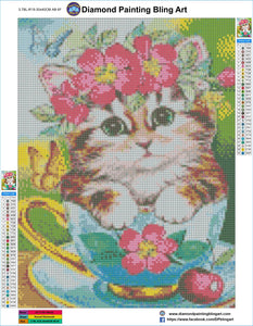 Cat in the Tea Cup - Diamond Painting Bling Art