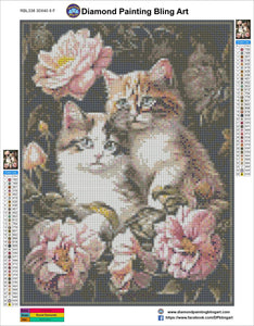 Cats with Flowers - Diamond Painting Bling Art