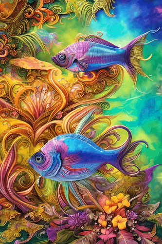 Crystal Rhinestone Full Diamond Painting-Happy little fish – Hibah-Diamond  painting art studio