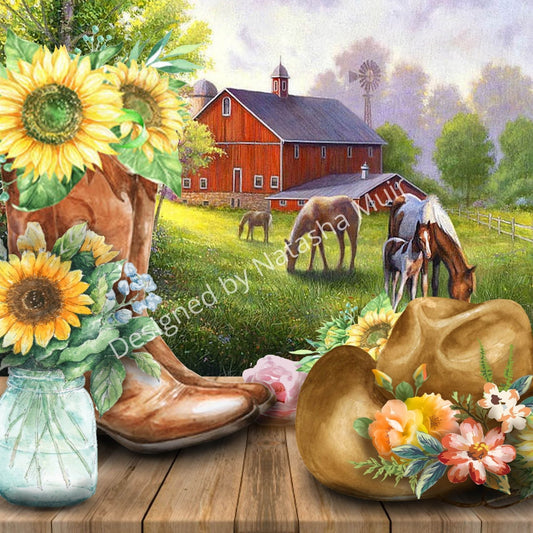 Cow Girl Boots & More by Natasha Muir - Diamond Painting Bling Art