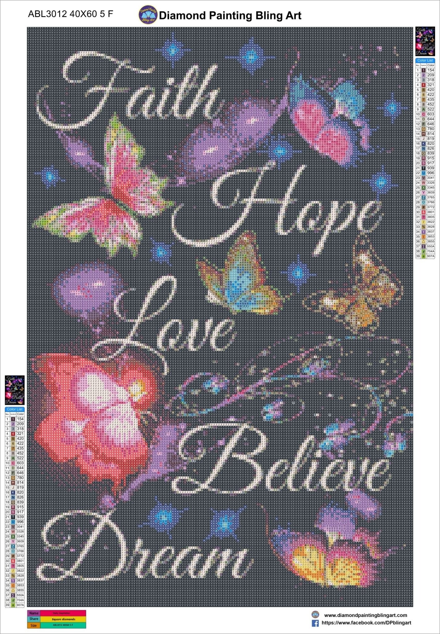 Sparkly Selections Faith, Hope and Love Glow in the Dark Diamond Art Kit