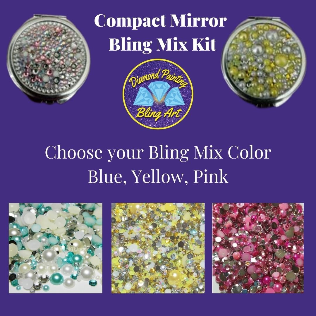 IRIS Stones Compact Mirror Vintage Colorful Rhinestones Makeup