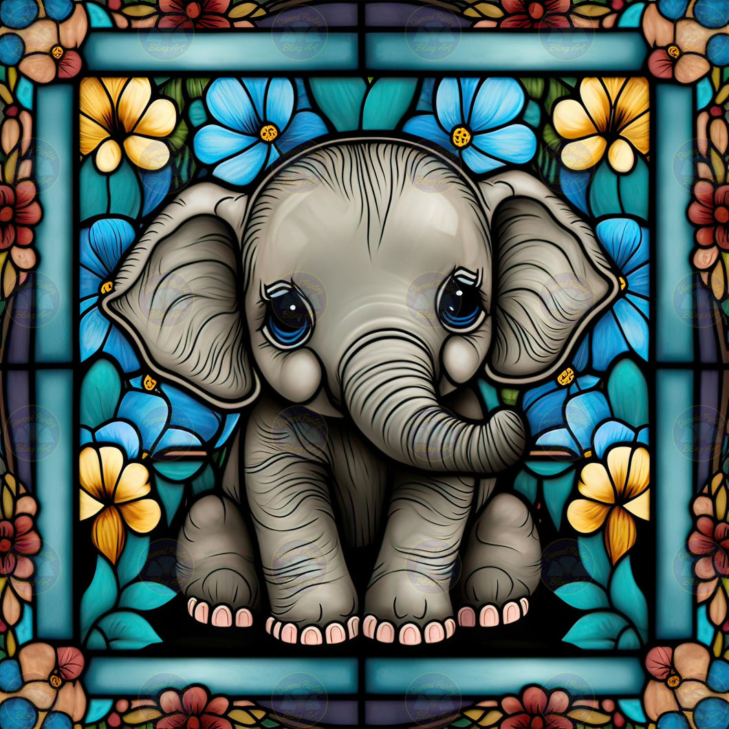 Elephant Stain Glass - Diamond Painting Bling Art
