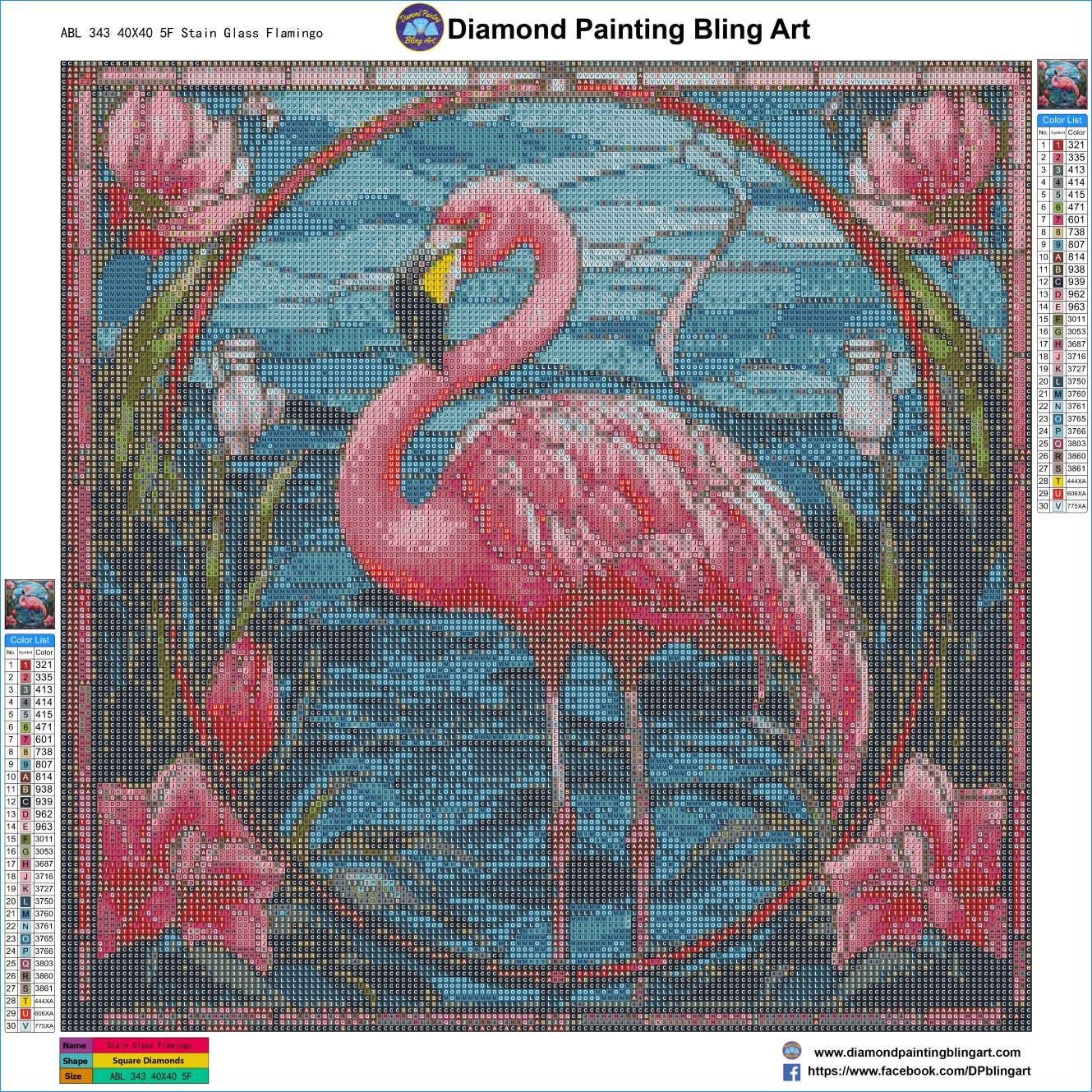 Flamingo Stain Glass - Diamond Painting Bling Art