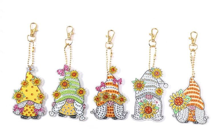 Girl Gnome Key Chains - Diamond Painting Bling Art