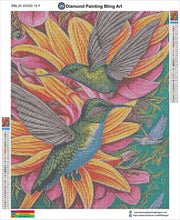 Cargar imagen en el visor de la galería, Golden Lilies Hummingbirds - Diamond Painting Bling Art
