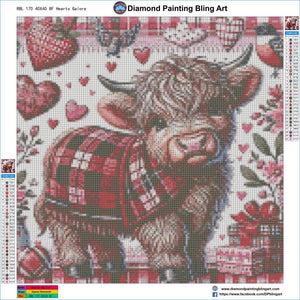 Hearts Galore Cow - Diamond Painting Bling Art