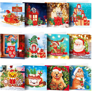 Holiday Cards Set of 12 - Diamond Painting Bling Art