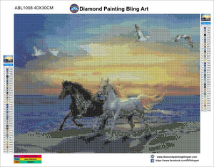 Horses on the beach - Diamond Painting Bling Art