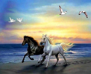 Horses on the beach - Diamond Painting Bling Art