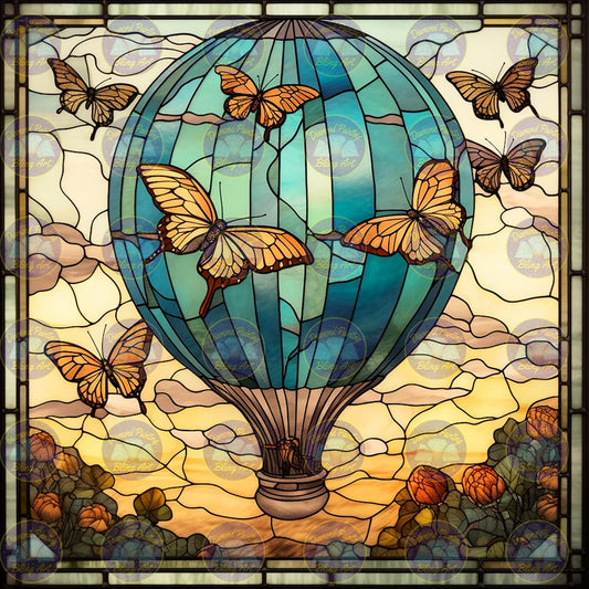 Hot Air Balloon Stain Glass - Diamond Painting Bling Art