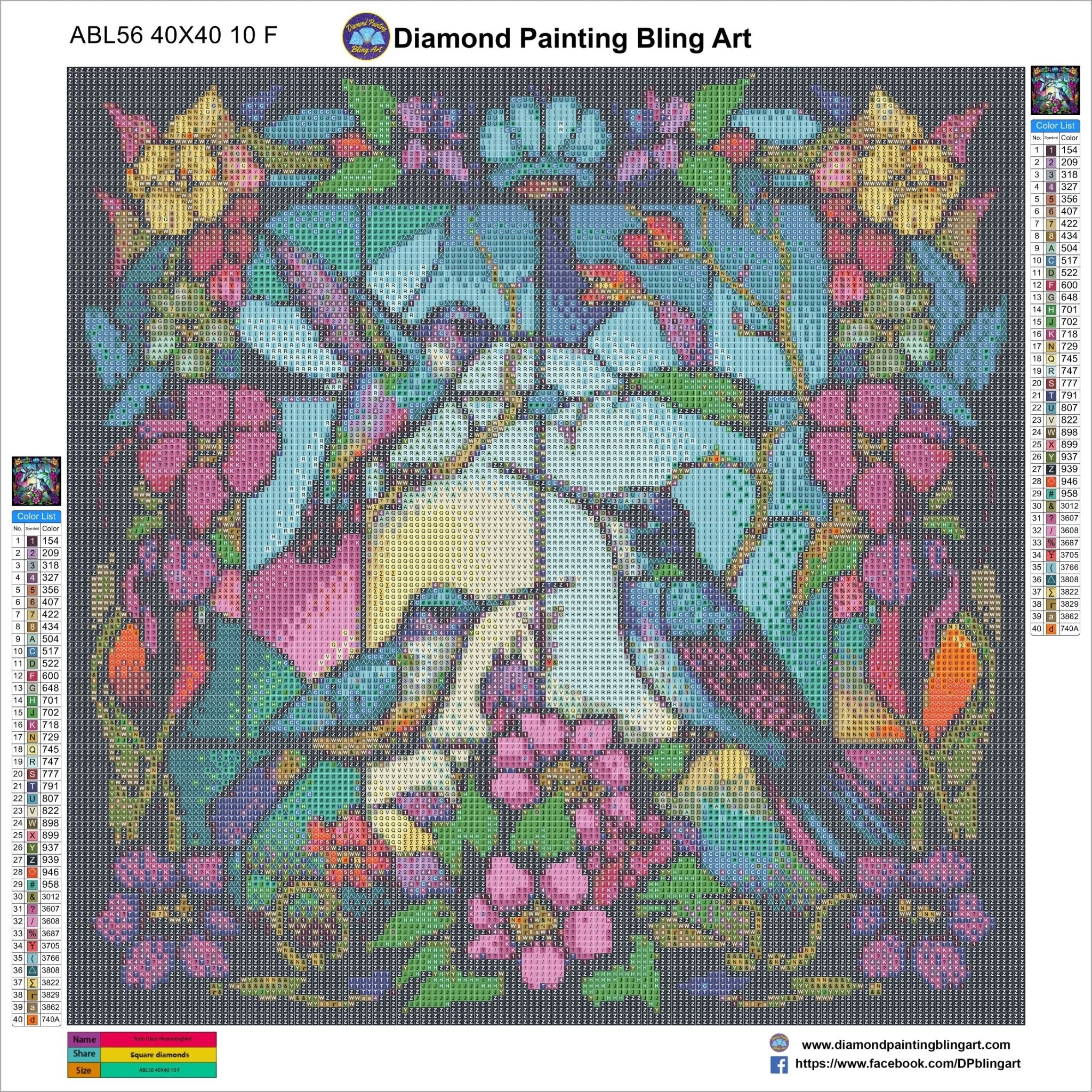Diamond Painting - Full Round - Stained Glass Hummingbird(30*30cm)-965698.01