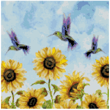 Load image into Gallery viewer, Hummingbirds with Sunflowers - Diamond Painting Bling Art
