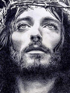 Black and white portrait of Jesus - Diamond Painting Bling Art