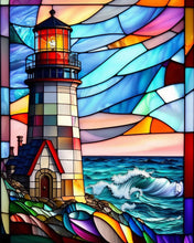Load image into Gallery viewer, Lighthouse Stain Glass - Diamond Painting Bling Art

