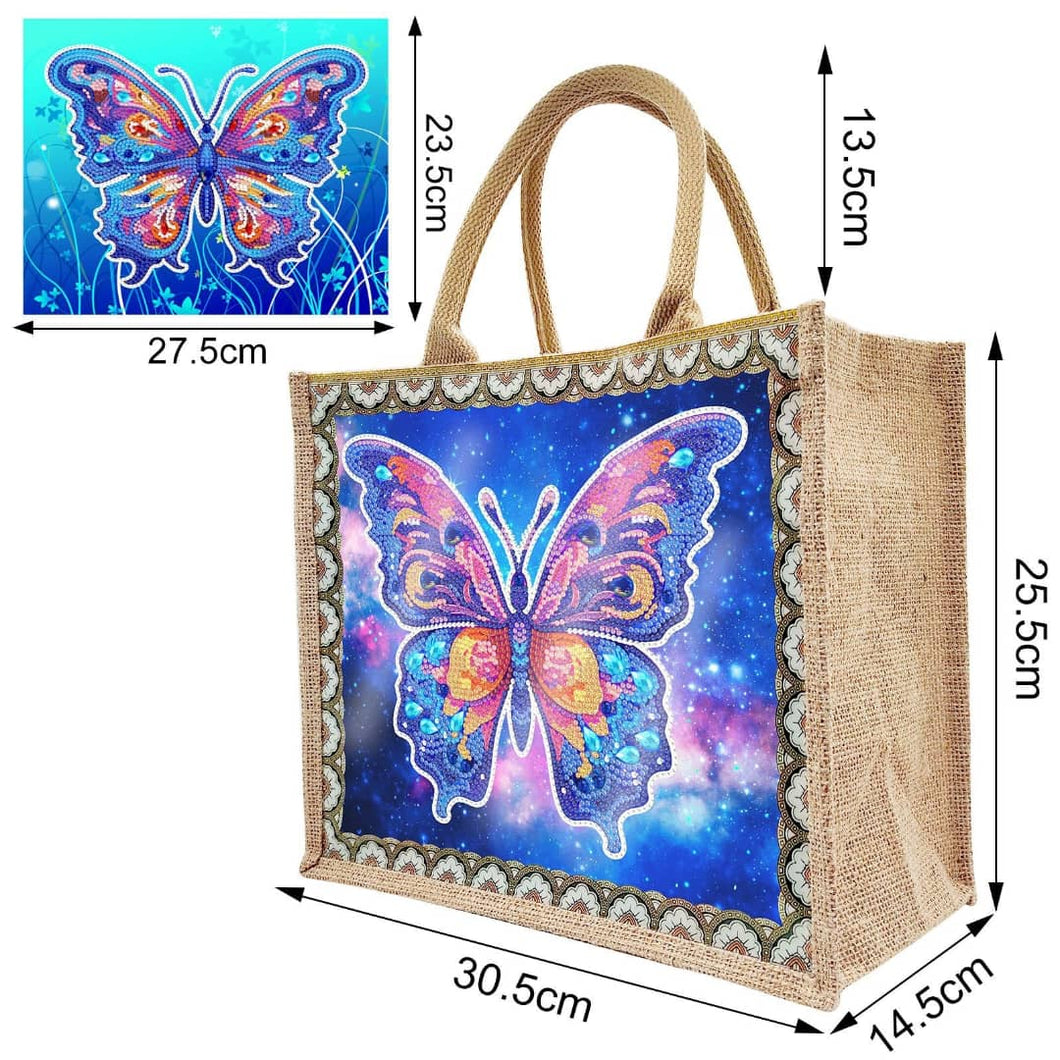 Linen Waterproof Handbag/Tote - butterfly design
