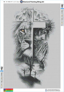 Lion & Jesus - Diamond Painting Bling Art