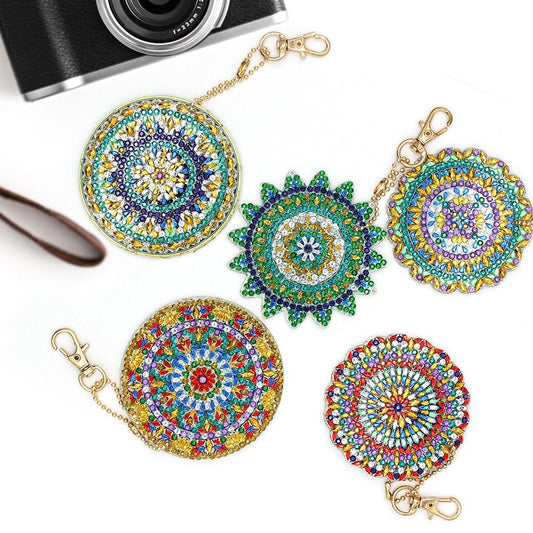 Mandala designs for 5 keychain diamond art 