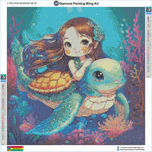 Load image into Gallery viewer, Mermaid and Her Turtle - Diamond Painting Bling Art
