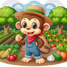 Load image into Gallery viewer, Monkey Farmer - Diamond Painting Bling Art
