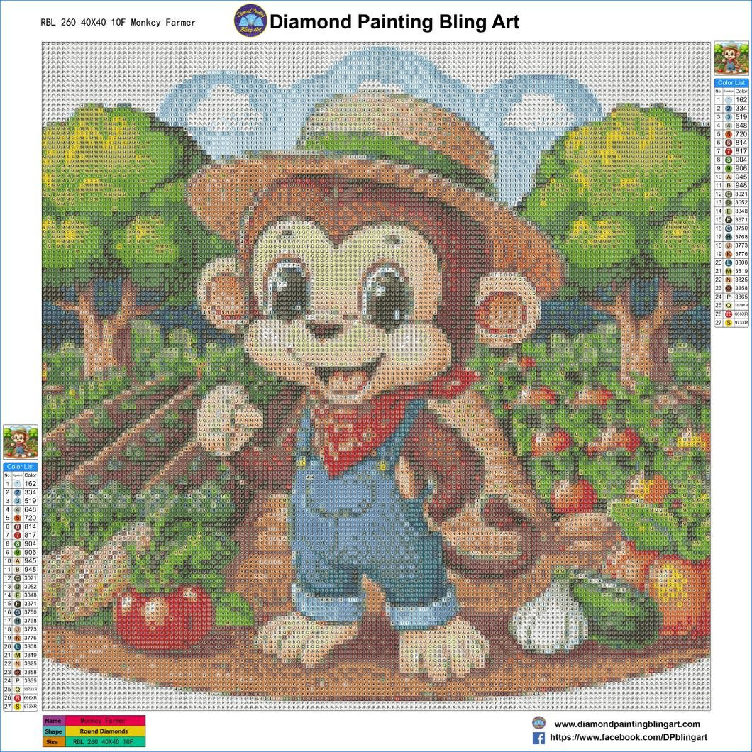 Monkey Farmer - Diamond Painting Bling Art