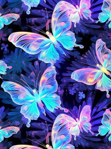 Neon Blue Butterflies - Diamond Painting Bling Art