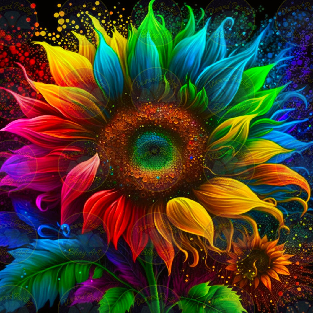 Neon Sunflower - Diamond Painting Bling Art