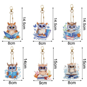 Owls with Books Key Chains - Diamond Painting Bling Art