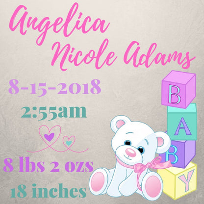 Personalized Baby Announcement - Diamond Painting Bling Art