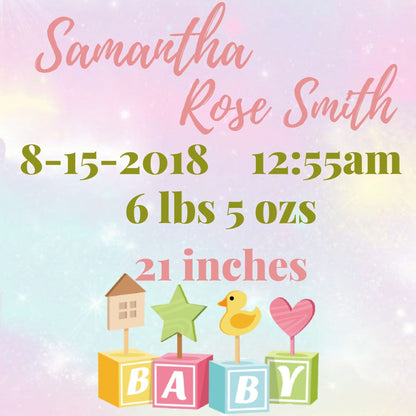 Personalized Baby Announcement - Diamond Painting Bling Art