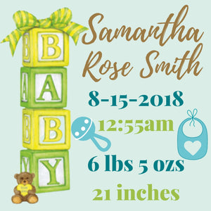 Personalized Baby Announcement - Diamond Painting Bling Art