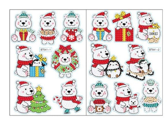 Polar Bear Christmas Stickers - Diamond Painting Bling Art