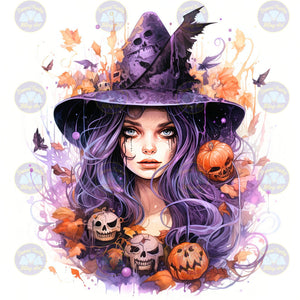 Purple Witch with Skulls - Diamond Painting Bling Art