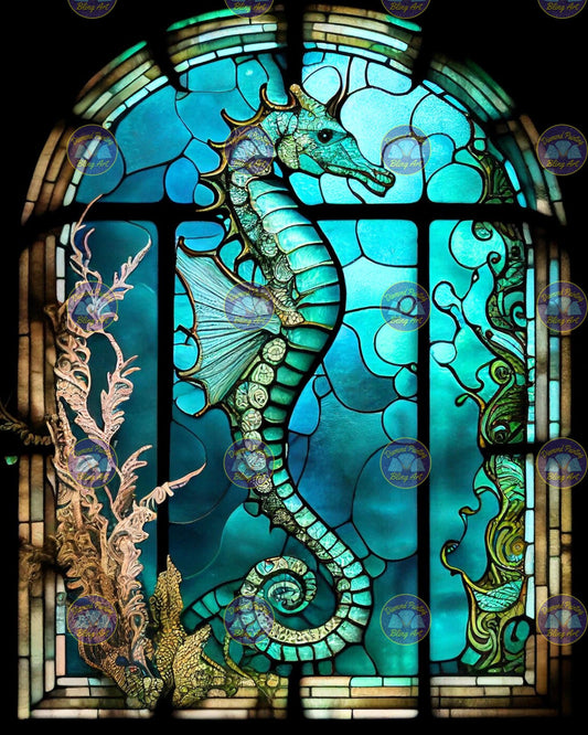 Seahorse Stain Glass - Diamond Painting Bling Art