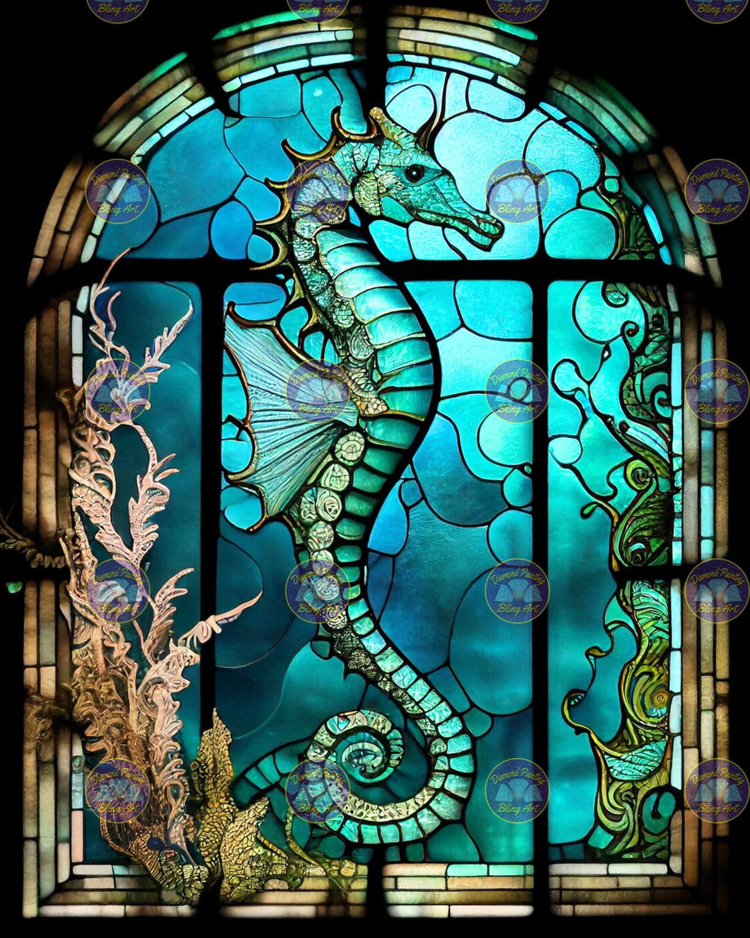  5D Diamond Painting Kits Seahorse Stained Glass DIY