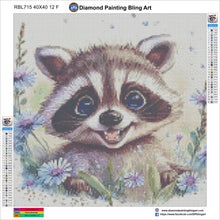 Load image into Gallery viewer, Smiling Raccoon - Diamond Painting Bling Art
