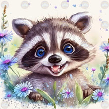 Load image into Gallery viewer, Smiling Raccoon - Diamond Painting Bling Art
