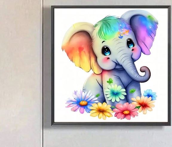 Snack Size Colorful Elephant - Diamond Painting Bling Art