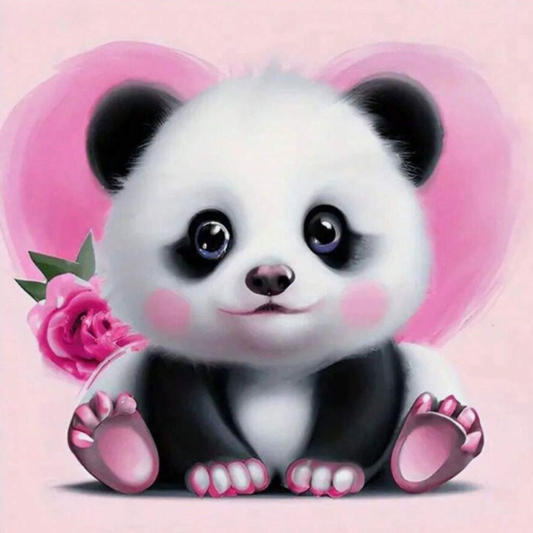 Snack Size Rosy Cheek Panda - Diamond Painting Bling Art