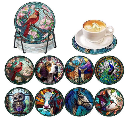 Stain Glass Animal Coasters - Diamond Painting Bling Art