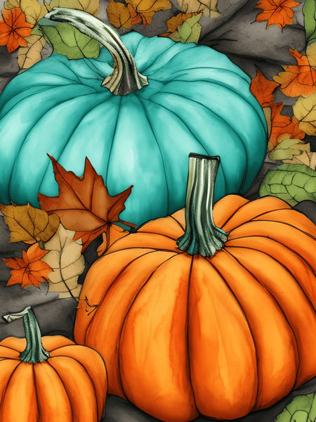teal-orange-pumpkins-