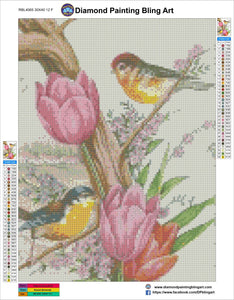 Tulips & Spring Birds - Diamond Painting Bling Art