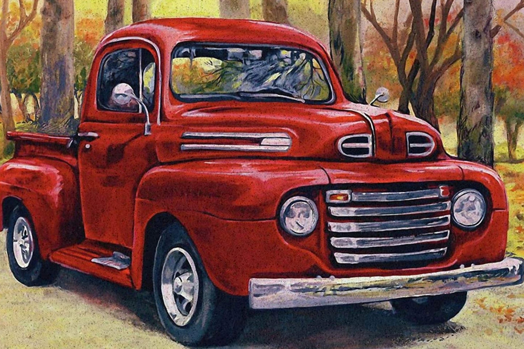 Vintage Red Truck - Diamond Painting Bling Art