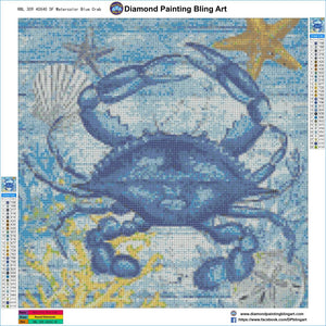 Watercolor Blue Crab - Diamond Painting Bling Art