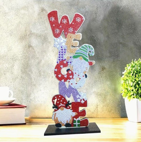 Welcome Xmas Gnome Wooden stand - Diamond Painting Bling Art