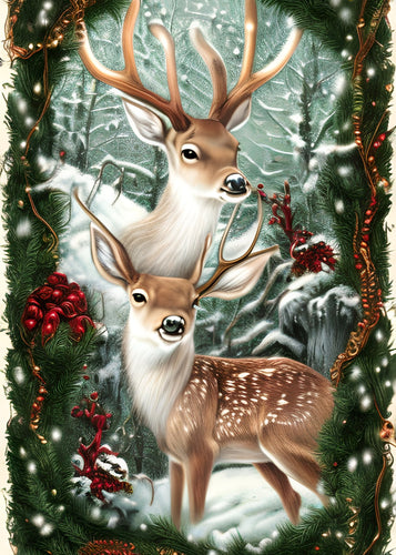 Whimsical Holiday Fawns - Diamond Painting Bling Art