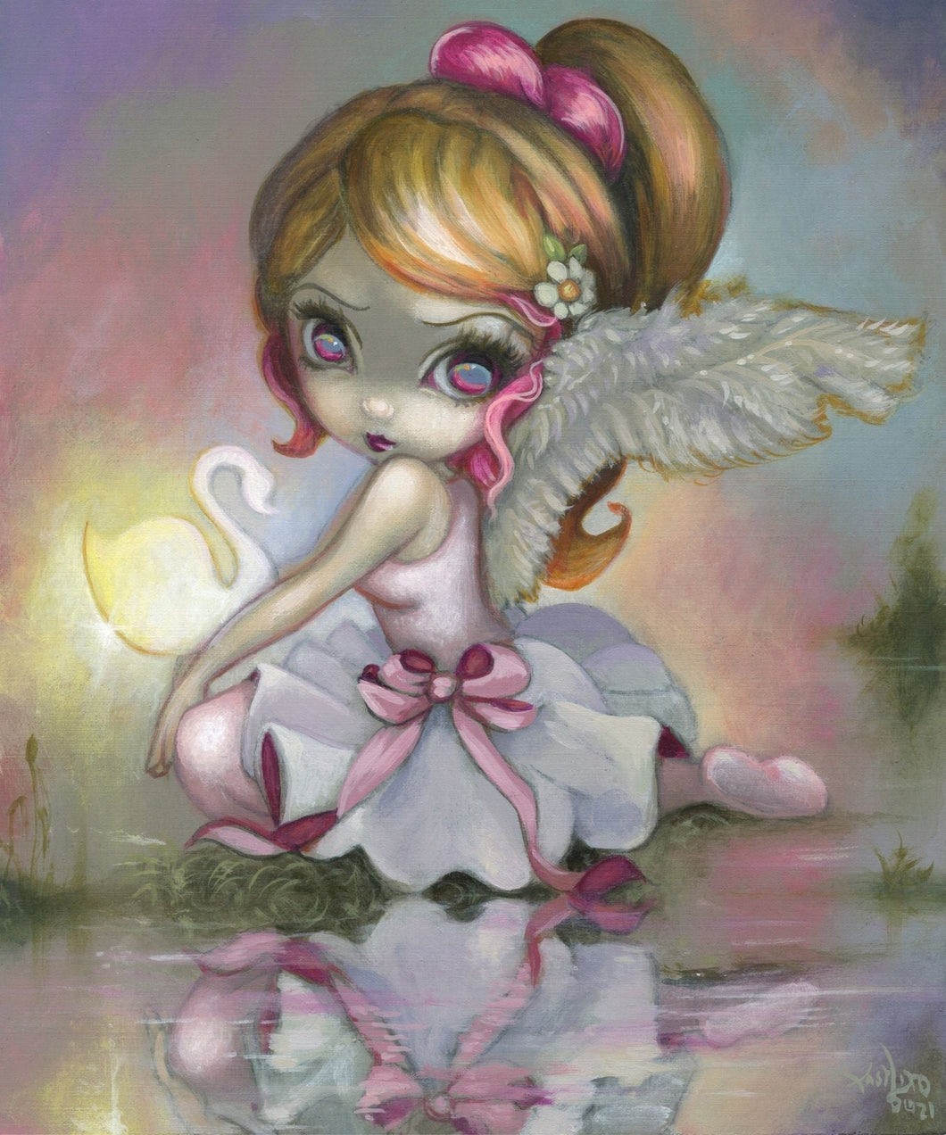 White Swan by Jasmine Becket-Griffith - Diamond Painting Bling Art