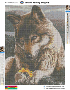 Wolf Yellow Flower - Diamond Painting Bling Art
