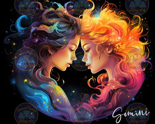 Zodiac Gemini - the Twins - Diamond Painting Bling Art